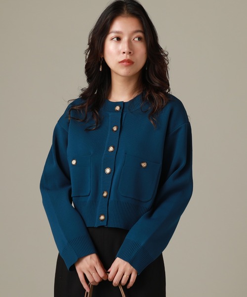 Cheek(チーク)の「ダンボールニットカーディガン(カーディガン/ボレロ・レディース・ブルー/オレンジ/ネイビー・MEDIUM)」の7枚目の写真