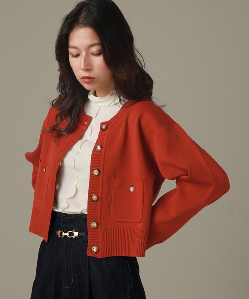 Cheek(チーク)の「ダンボールニットカーディガン(カーディガン/ボレロ・レディース・ブルー/オレンジ/ネイビー・MEDIUM)」の18枚目の写真