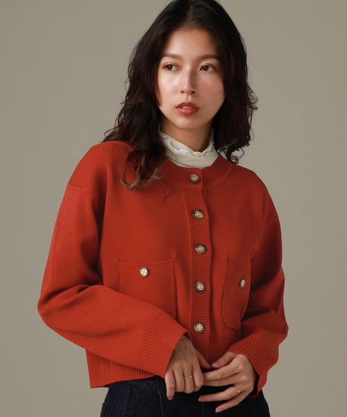 Cheek(チーク)の「ダンボールニットカーディガン(カーディガン/ボレロ・レディース・ブルー/オレンジ/ネイビー・MEDIUM)」の19枚目の写真