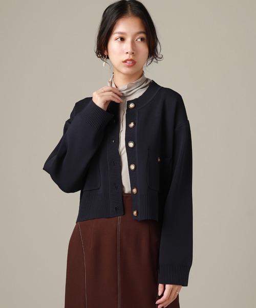 Cheek(チーク)の「ダンボールニットカーディガン(カーディガン/ボレロ・レディース・ブルー/オレンジ/ネイビー・MEDIUM)」の13枚目の写真