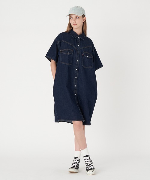 Levi's(リーバイス)の「Levi's/リーバイス ウエスタンシャツワンピース INDIGO RINSE(ワンピース・レディース・インディゴブルー・S/M/XS)」の7枚目の写真