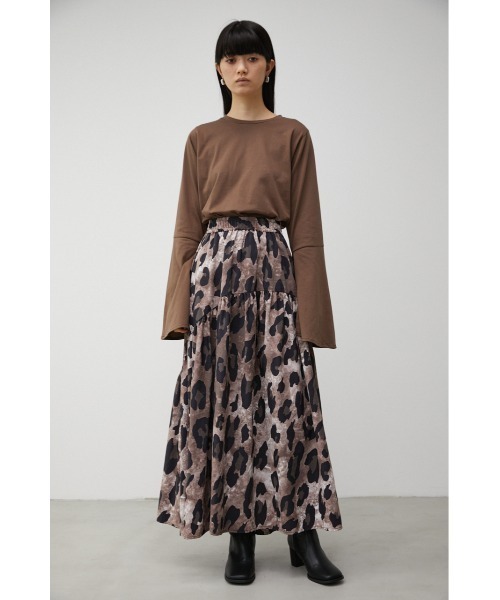 AZUL by moussy（アズールバイマウジー）の「LEOPARD HEM GATHER VOLUME SK/レオパードヘムギャザーボリュームスカート（スカート・レディース・ブラウン・SMALL/MEDIUM）」の5枚目の写真