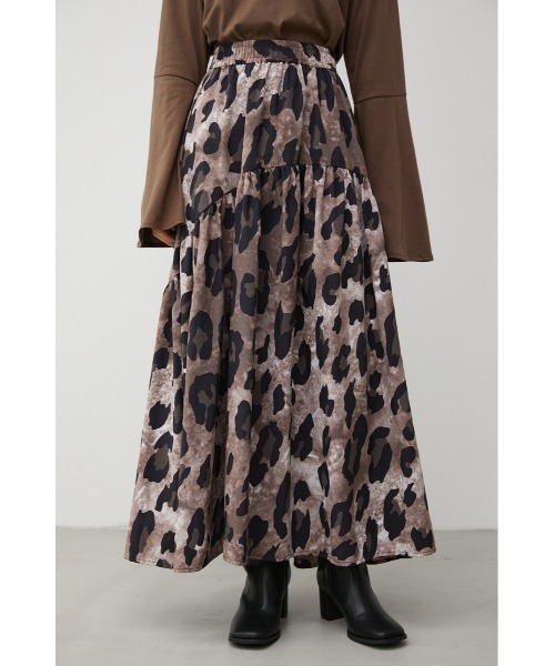 AZUL by moussy（アズールバイマウジー）の「LEOPARD HEM GATHER VOLUME SK/レオパードヘムギャザーボリュームスカート（スカート・レディース・ブラウン・SMALL/MEDIUM）」の6枚目の写真