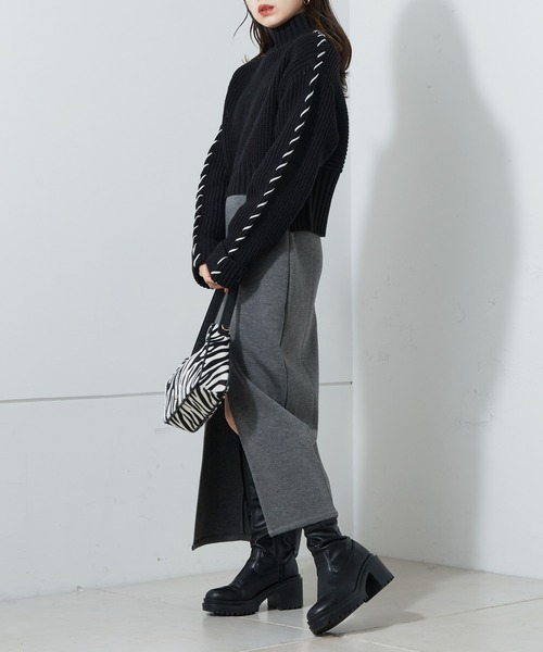 Chico（チコ）の「【サイズ展開あり】ポンチレイヤードタイトスカート（スカート・レディース・ブラック/グレー/グレイッシュベージュ/アイボリー・FREE/0）」の7枚目の写真