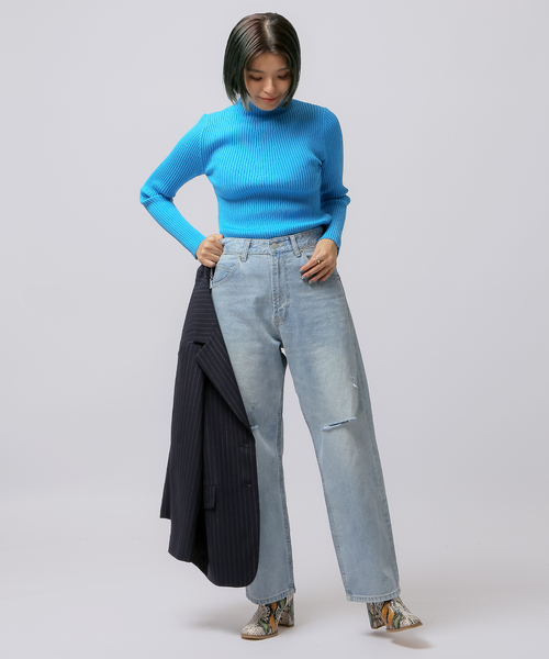 JOINT WORKS(ジョイントワークス)の「リブインナータートルプルオーバーニット(ニット/セーター・レディース・ブルー系その他/レッド/ホワイト/ブラック・FREE)」の8枚目の写真