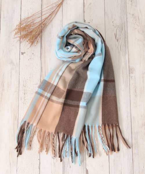LBC(エルビーシー)の「チェックストール(ストール/ショール・レディース・スカイブルー/ベージュ/ライトカーキ/Red・FREE)」の16枚目の写真