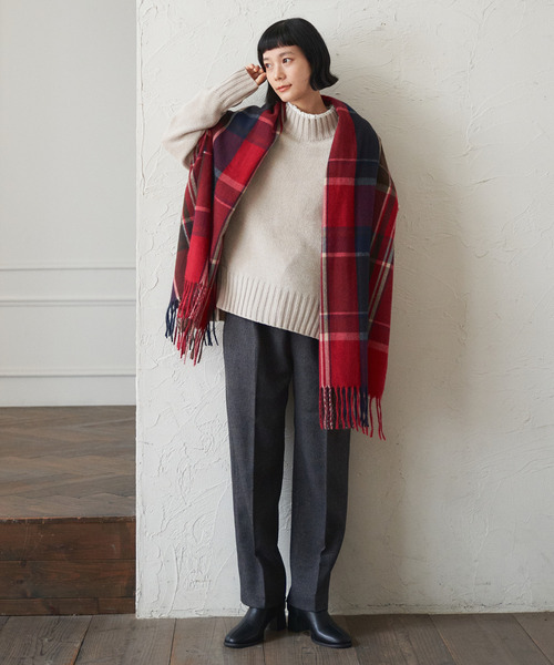 LBC(エルビーシー)の「チェックストール(ストール/ショール・レディース・スカイブルー/ベージュ/ライトカーキ/Red・FREE)」の5枚目の写真