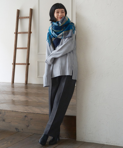 LBC(エルビーシー)の「チェックストール(ストール/ショール・レディース・スカイブルー/ベージュ/ライトカーキ/Red・FREE)」の9枚目の写真