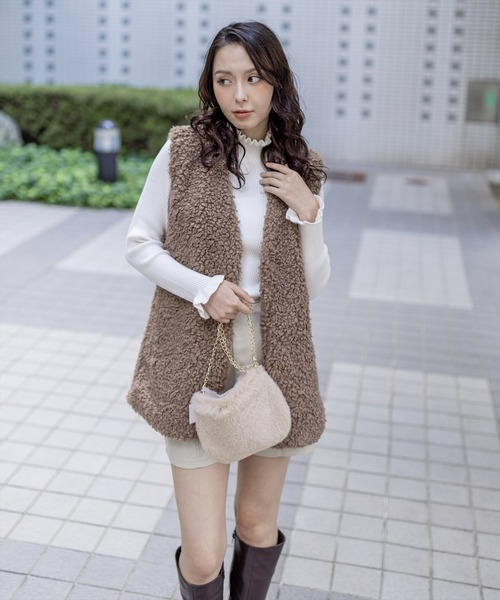 clear（クリア）の「ファーミニショルダーバッグ（ショルダーバッグ・レディース・グレー/アイボリー/キャメル・F）」の10枚目の写真