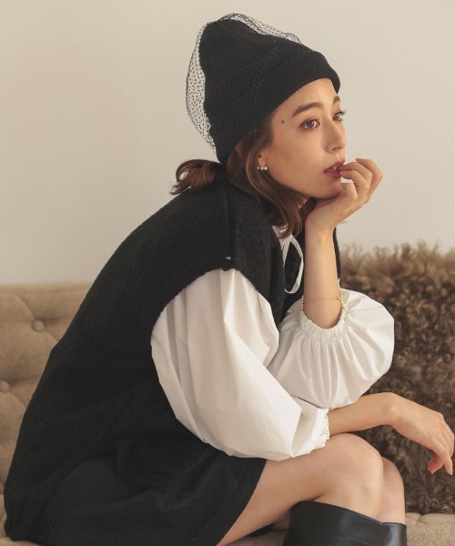 DONOBAN（ドノバン）の「チュールニットワッチ（ニットキャップ/ビーニー・レディース・ブラック・FREE）」の7枚目の写真