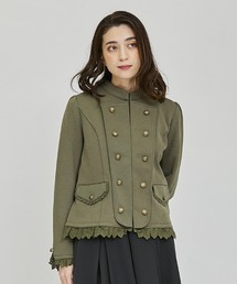 axes femme | ナポレオン風ストレッチＪＫ(ノーカラージャケット)