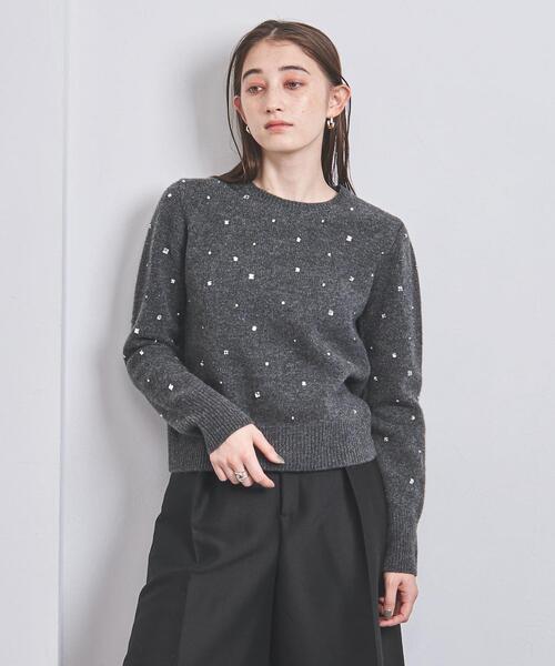 UNITED ARROWS(ユナイテッドアローズ)の「ビジュー ショート ニット(ニット/セーター・レディース・グレー/オフホワイト・FREE)」の6枚目の写真