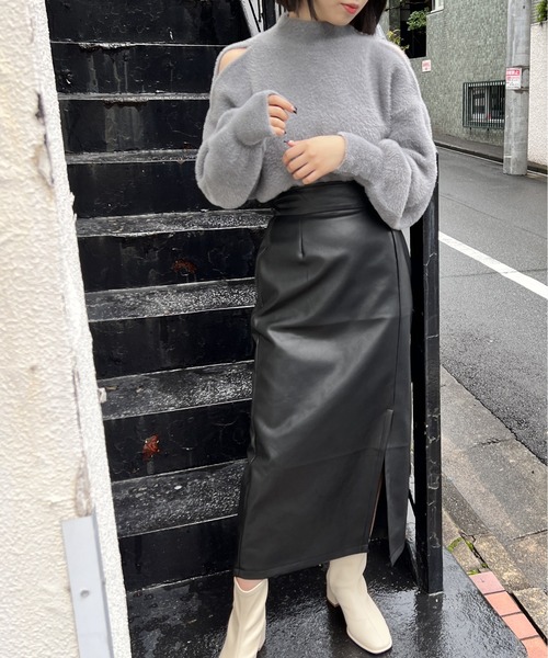 NOMAE(ノーマエ)の「ショルダーオープンフェザーニット(ニット/セーター・レディース・ホワイト/ライトグレー/ベージュ/ライトピンク・FREE)」の14枚目の写真