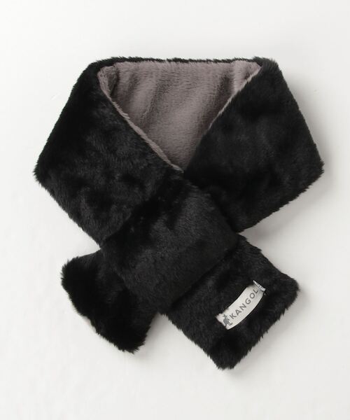KANGOL（カンゴール）の「KANGOL ボア フェイクファーリバーシブルマフラー（マフラー・メンズ・グレイッシュベージュ/ブラック/アイボリー/サックスブルー/ミント/ホワイト系/ブラック系/グレー系・FREE）」の4枚目の写真