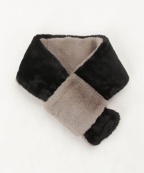 KANGOL（カンゴール）の「KANGOL ボア フェイクファーリバーシブルマフラー（マフラー・メンズ・グレイッシュベージュ/ブラック/アイボリー/サックスブルー/ミント/ホワイト系/ブラック系/グレー系・FREE）」の11枚目の写真