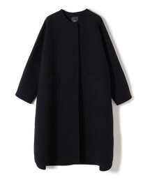 SHIPS | Primary NavyLabel:ウールダブルフェイスノーカラーコート(ノーカラーコート)