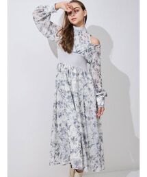 MERCURYDUO | 水彩フラワーウエストリブカシュクールワンピース(ワンピース)