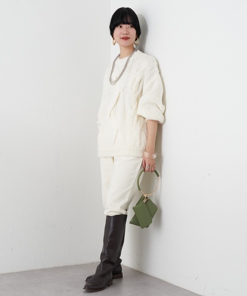 SHENERY（シーナリー）の「スリットスウェットパンツ（スウェットパンツ・レディース・アイボリー/ライトグレー・FREE）」の9枚目の写真