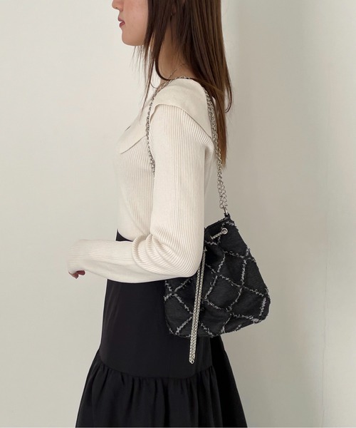 EPIMI E'PIMMY（エピミエピミー）の「２Wayオフショルカラーニットプルオーバー（ニット/セーター・レディース・オフホワイト/ターコイズブルー/ブラック・MEDIUM）」の6枚目の写真