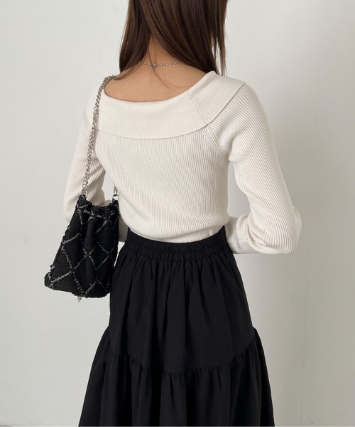 EPIMI E'PIMMY（エピミエピミー）の「２Wayオフショルカラーニットプルオーバー（ニット/セーター・レディース・オフホワイト/ターコイズブルー/ブラック・MEDIUM）」の7枚目の写真