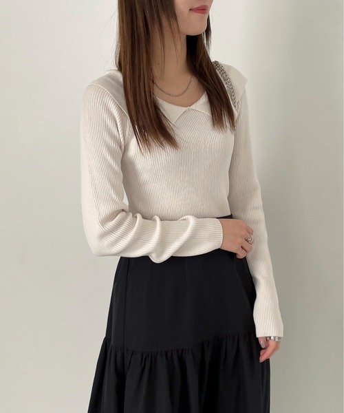 EPIMI E'PIMMY（エピミエピミー）の「２Wayオフショルカラーニットプルオーバー（ニット/セーター・レディース・オフホワイト/ターコイズブルー/ブラック・MEDIUM）」の8枚目の写真