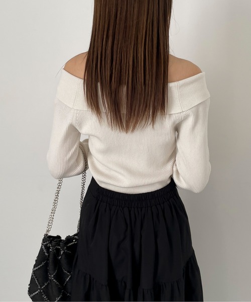 EPIMI E'PIMMY（エピミエピミー）の「２Wayオフショルカラーニットプルオーバー（ニット/セーター・レディース・オフホワイト/ターコイズブルー/ブラック・MEDIUM）」の10枚目の写真