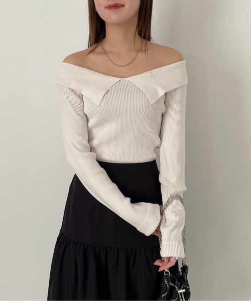 EPIMI E'PIMMY（エピミエピミー）の「２Wayオフショルカラーニットプルオーバー（ニット/セーター・レディース・オフホワイト/ターコイズブルー/ブラック・MEDIUM）」の12枚目の写真