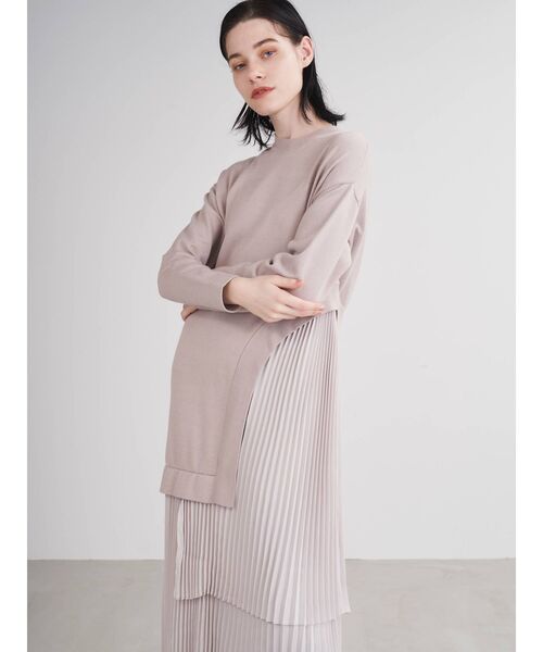 ELENDEEK(エレンディーク)の「ニットミックスプリーツティアードワンピース(ワンピース・レディース・グレー/ブラック/ベージュ・01/02)」の18枚目の写真