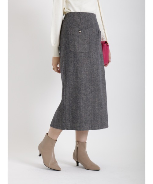 Te chichi（テチチ）の「ヘリンボーン＆千鳥ポケットタイトスカート（スカート・レディース・チャコール/ネイビー/オフホワイト・MEDIUM/SMALL）」の3枚目の写真