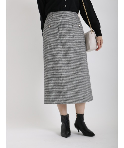 Te chichi（テチチ）の「ヘリンボーン＆千鳥ポケットタイトスカート（スカート・レディース・チャコール/ネイビー/オフホワイト・MEDIUM/SMALL）」の13枚目の写真