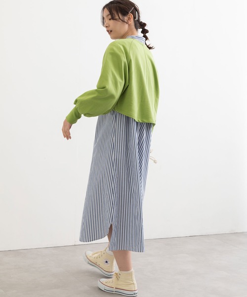 POU DOU DOU（プードゥドゥ）の「裏毛ショートカーディガン（カーディガン/ボレロ・レディース・ダークグレー/ライトグリーン/アイボリー/ライトブルー・3）」の10枚目の写真