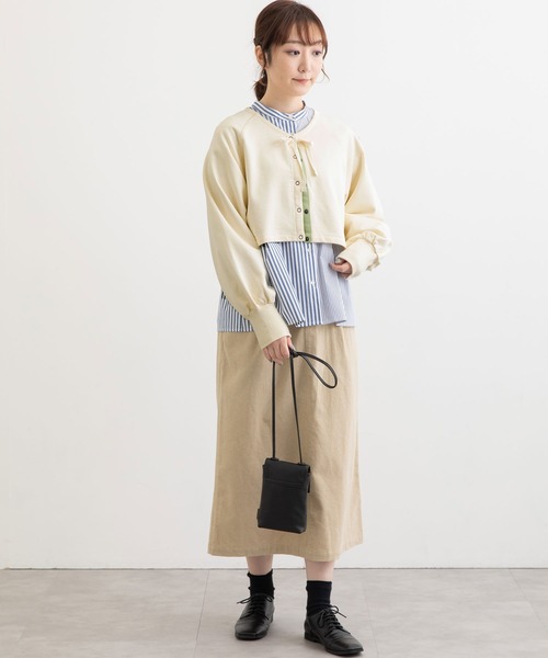 POU DOU DOU（プードゥドゥ）の「裏毛ショートカーディガン（カーディガン/ボレロ・レディース・ダークグレー/ライトグリーン/アイボリー/ライトブルー・3）」の16枚目の写真