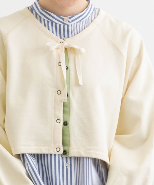 POU DOU DOU（プードゥドゥ）の「裏毛ショートカーディガン（カーディガン/ボレロ・レディース・ダークグレー/ライトグリーン/アイボリー/ライトブルー・3）」の19枚目の写真