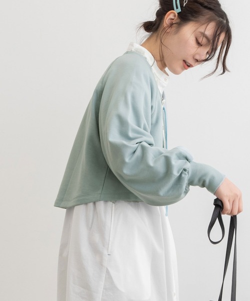 POU DOU DOU（プードゥドゥ）の「裏毛ショートカーディガン（カーディガン/ボレロ・レディース・ダークグレー/ライトグリーン/アイボリー/ライトブルー・3）」の22枚目の写真