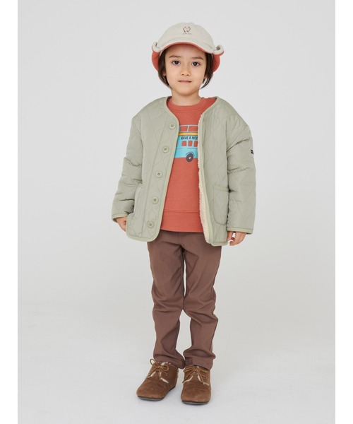 Samansa Mos2 Lagom(サマンサモスモスラーゴム)の「キルト×ボアリバーシブルジャケット(ノーカラージャケット・キッズ・カーキ/ベージュ・L/XL/M/S)」の7枚目の写真