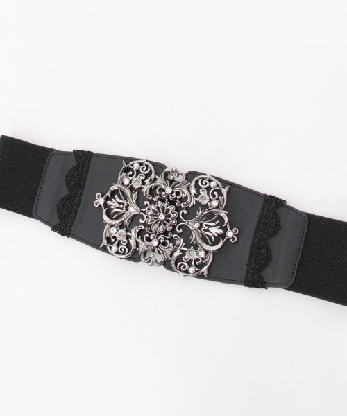 axes femme（アクシーズファム）の「お花バックル太幅ゴムベルト（ベルト・レディース・ゴールド/シルバー・FREE）」の2枚目の写真