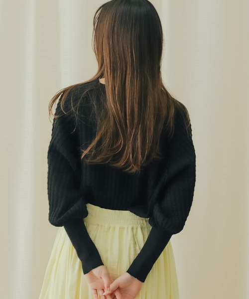 SENSE OF PLACE by URBAN RESEARCH(センスオブプレイスバイアーバンリサーチ)の「ポコポコボリュームスリーブセーター(ニット/セーター・レディース・ブラック系その他/ブラック/アイボリー・ONE)」の19枚目の写真