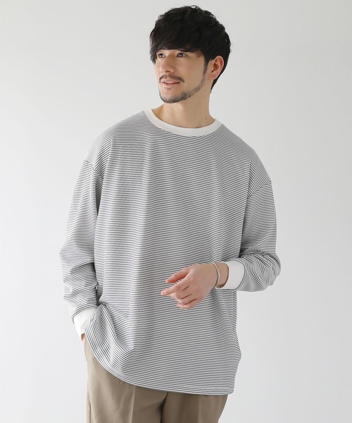 LIL VENDARS(リルヴェンダース)の「ハイポンチ長袖カットソー(Tシャツ/カットソー・メンズ・ホワイト系/ホワイト系2/ベージュ系/グレー/ブルー/ブラック系/ブラック/ホワイト・M/L/XL)」の4枚目の写真