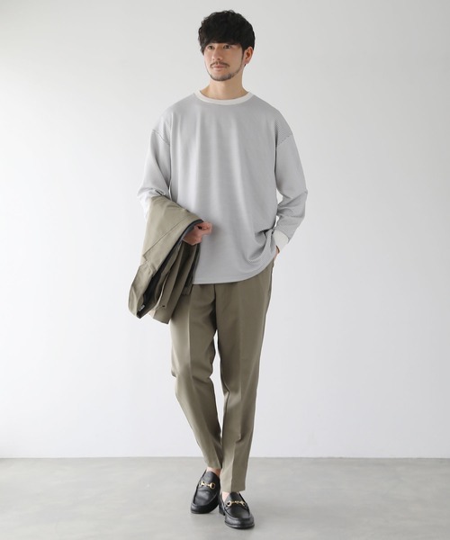 LIL VENDARS(リルヴェンダース)の「ハイポンチ長袖カットソー(Tシャツ/カットソー・メンズ・ホワイト系/ホワイト系2/ベージュ系/グレー/ブルー/ブラック系/ブラック/ホワイト・M/L/XL)」の19枚目の写真