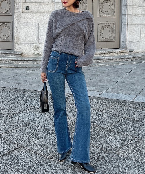 esutoreja（エストレジャ）の「デザインポケットフレアデニム（デニムパンツ・レディース・ブラック/ブルー・S/M）」の13枚目の写真