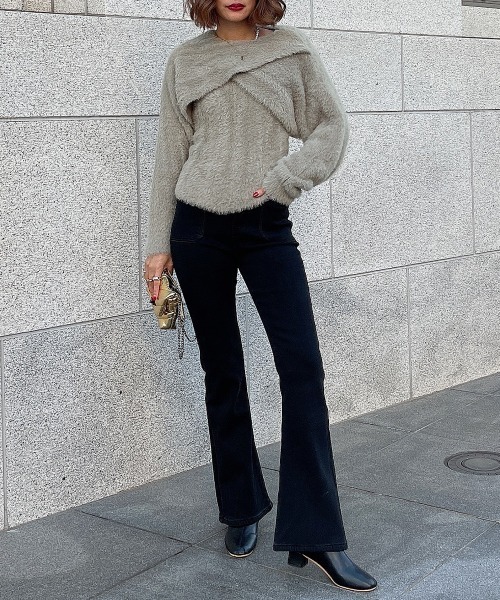 esutoreja（エストレジャ）の「デザインポケットフレアデニム（デニムパンツ・レディース・ブラック/ブルー・S/M）」の6枚目の写真