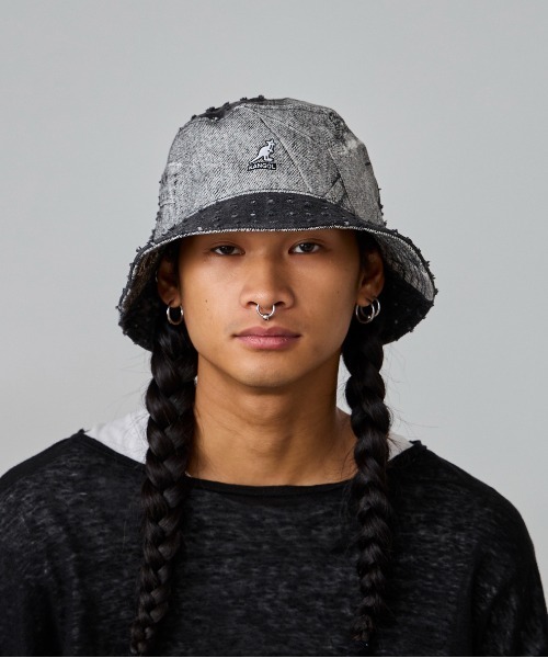 KANGOL（カンゴール）の「KANGOL DENIM MASHUP BUCKET（ハット・メンズ・ネイビー/ブラック・MEDIUM/LARGE/X-LARGE/SMALL）」の12枚目の写真