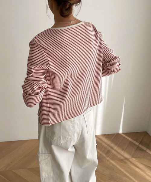 CANAL JEAN（キャナルジーン）の「El mar(エルマール) コットンリブボーダーアンサンブル（アンサンブル・レディース・ブラック/レッド・ONE SIZE）」の7枚目の写真