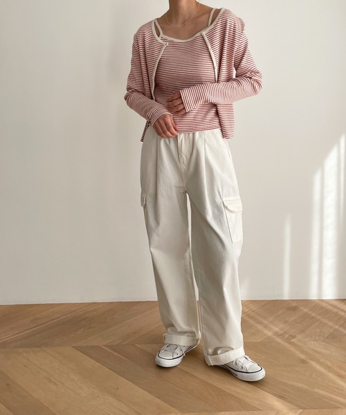 CANAL JEAN（キャナルジーン）の「El mar(エルマール) コットンリブボーダーアンサンブル（アンサンブル・レディース・ブラック/レッド・ONE SIZE）」の9枚目の写真