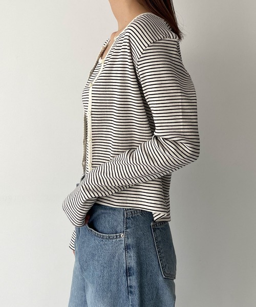 CANAL JEAN（キャナルジーン）の「El mar(エルマール) コットンリブボーダーアンサンブル（アンサンブル・レディース・ブラック/レッド・ONE SIZE）」の11枚目の写真