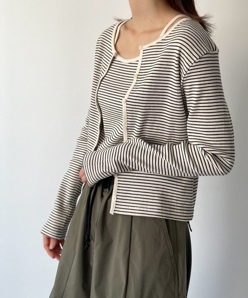 CANAL JEAN（キャナルジーン）の「El mar(エルマール) コットンリブボーダーアンサンブル（アンサンブル・レディース・ブラック/レッド・ONE SIZE）」の20枚目の写真