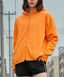 ANELATOKYO オレンジ フリーパーカー UNKNOWN 無地 サーマルライナー スウェット ジップパーカー 蛍光