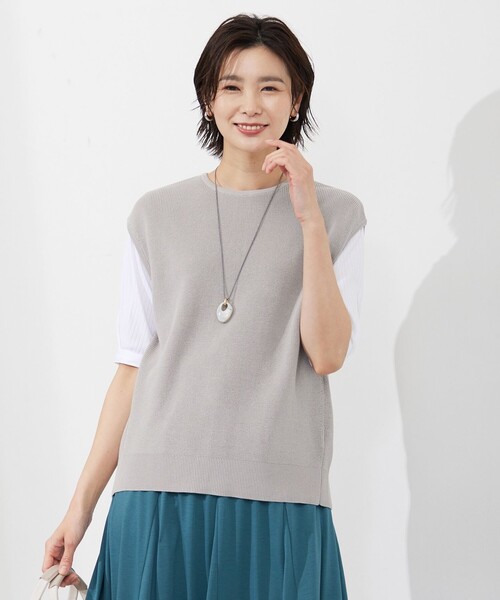 J.PRESS（ジェイプレス）の「【洗える】コットンアセテート畦 ニットベスト（ベスト・レディース・ライトグレー系/ダルブルー系/ブラック系・T13/T15）」の3枚目の写真