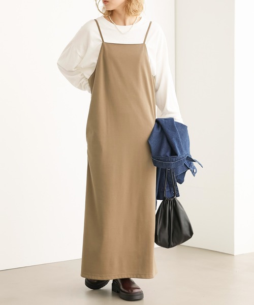 Chaco closet（チャコ クローゼット）の「ポンチバックスリットロングキャミワンピース（ワンピース・レディース・ネイビー/アイボリー/カーキ/モカ/ブラック・FREE）」の11枚目の写真