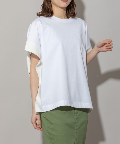 Munich（ミューニック）の「プレミアムコットンジャージニットリブプルオーバー（Tシャツ/カットソー・レディース・ブラウン/ホワイト/ブルー/オレンジ/ブラック・FREE）」の2枚目の写真